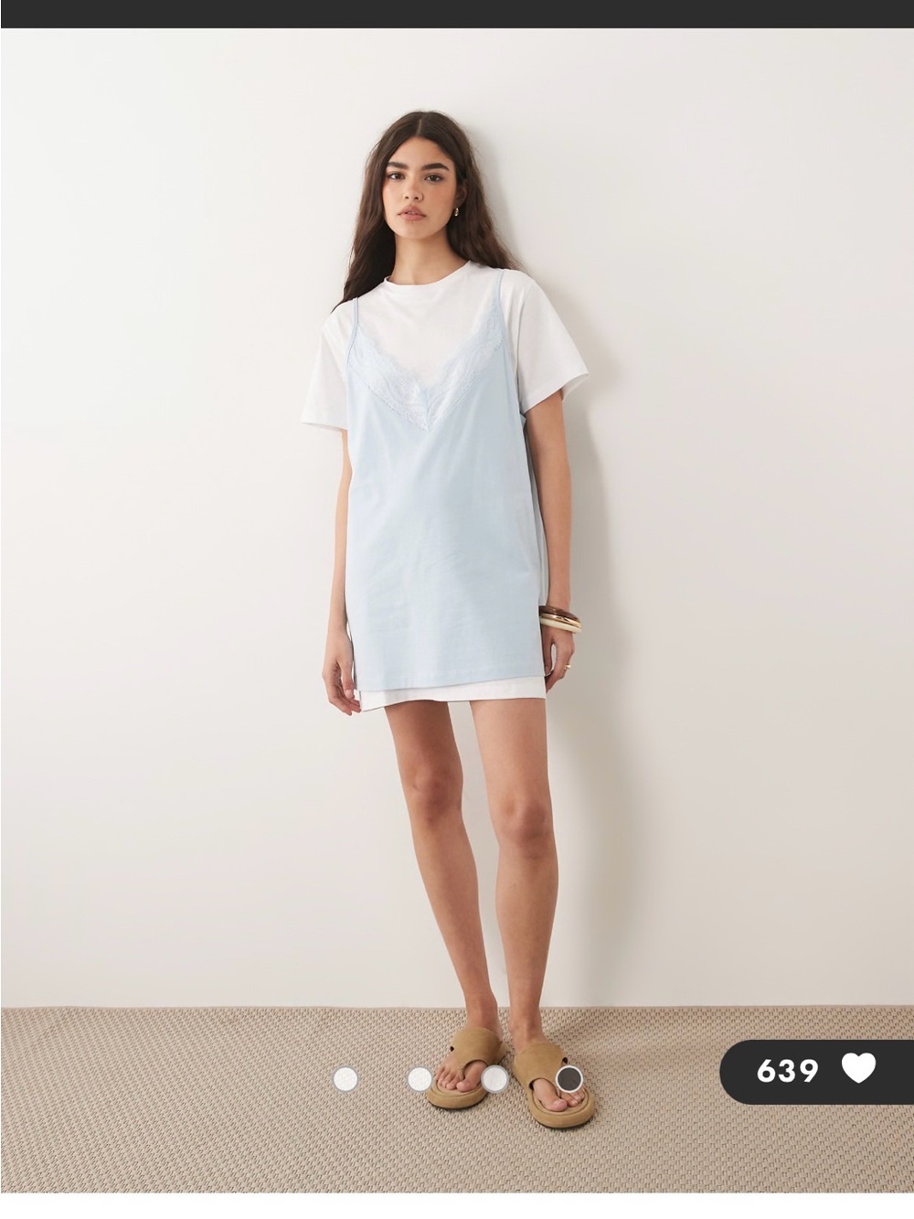 ASOS Light Blue Lace-Trim Mini Slip Dress